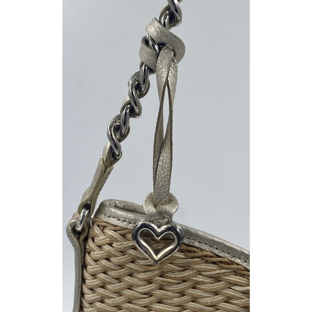 Brighton Jani Straw and Patent Leather Shoulder Bag with Medallion Clasp - Picture 4 of 11